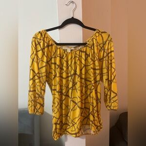 Michael Kors Yellow and Brown Patterned Blouse
